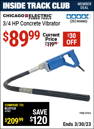 Harbor Freight Tools Coupons, Harbor Freight Coupon, HF Coupons-3/4 Hp Concrete Vibrator