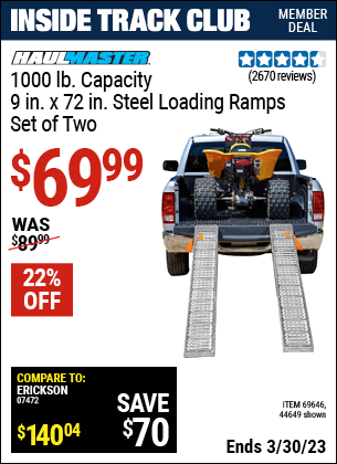 Harbor Freight Tools Coupons, Harbor Freight Coupon, HF Coupons-1000 Lb. Steel Loading Ramps, Set Of Two