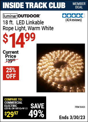 Harbor Freight Tools Coupons, Harbor Freight Coupon, HF Coupons-Luminar Outdoor 18 Ft. Plug In Rope Light
