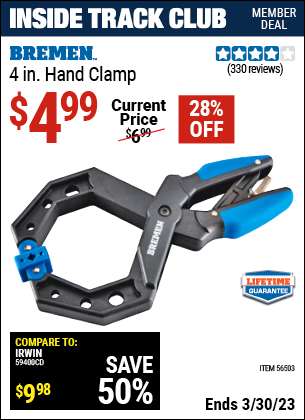 Harbor Freight Tools Coupons, Harbor Freight Coupon, HF Coupons-4 in.  Hand Clamp