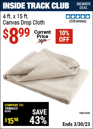 Harbor Freight Tools Coupons, Harbor Freight Coupon, HF Coupons-4 x 15 Canvas Drop Cloth