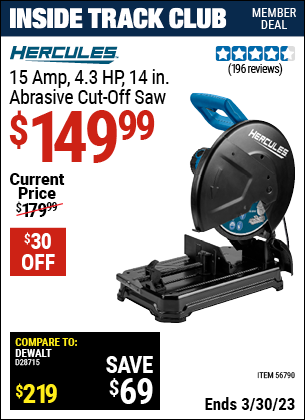 Harbor Freight Tools Coupons, Harbor Freight Coupon, HF Coupons-15 Amp 4.3 HP 14 in.  Abrasive Cut-Off Saw