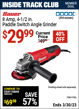 Harbor Freight Tools Coupons, Harbor Freight Coupon, HF Coupons-8 Amp 4-1/2 in. Paddle Switch Angle Grinder