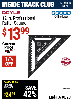 Harbor Freight Tools Coupons, Harbor Freight Coupon, HF Coupons-12 in. Professional Rafter Square