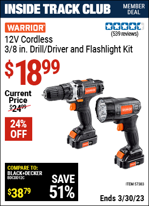 Harbor Freight Tools Coupons, Harbor Freight Coupon, HF Coupons-12v Lithium-Ion 3/8 in.  Cordless Drill/Driver and Flashlight Kit