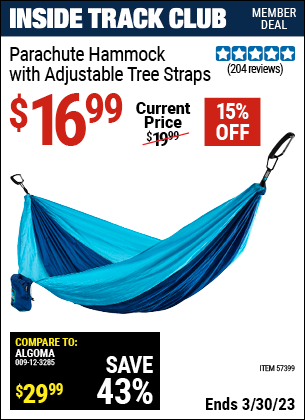 Harbor Freight Tools Coupons, Harbor Freight Coupon, HF Coupons-Parachute Hammock with Adjustable Tree Straps