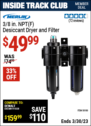 Harbor Freight Tools Coupons, Harbor Freight Coupon, HF Coupons-3/8 in. NPT(F) Desiccant Dryer and Filter