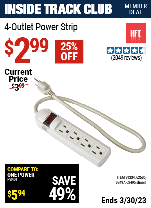 Harbor Freight Tools Coupons, Harbor Freight Coupon, HF Coupons-4 Outlet Power Strip