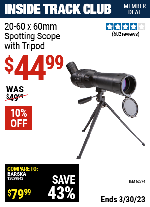 Harbor Freight Tools Coupons, Harbor Freight Coupon, HF Coupons-20-60 X 60mm Spotting Scope With Tripod