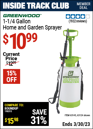 Harbor Freight Tools Coupons, Harbor Freight Coupon, HF Coupons-1-1/4 Gallon Home And Garden Spayer