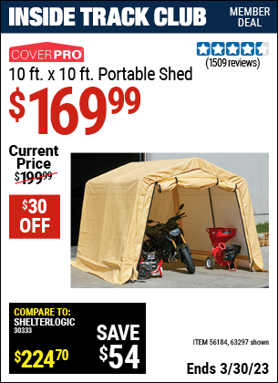 Harbor Freight Tools Coupons, Harbor Freight Coupon, HF Coupons-Coverpro 10 Ft. X 10 Ft. Portable Shed