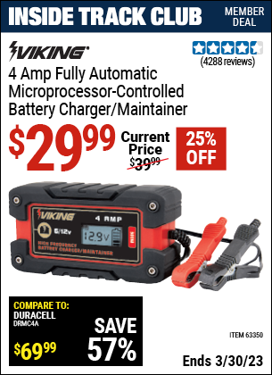 Harbor Freight Tools Coupons, Harbor Freight Coupon, HF Coupons-4 Amp Fully Automatic Microprocessor Controlled Battery Charger/maintainer