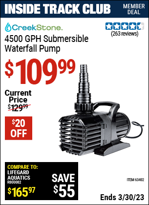 Harbor Freight Tools Coupons, Harbor Freight Coupon, HF Coupons-Creekstone 4500gph Submersible Waterfall Pump