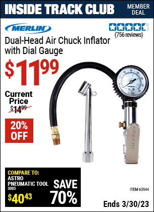 Harbor Freight Tools Coupons, Harbor Freight Coupon, HF Coupons-Dual Head Air Chuck Inflator with Dial Gauge