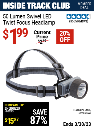 Harbor Freight Tools Coupons, Harbor Freight Coupon, HF Coupons-Headlamp With Swivel Lens