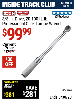 Harbor Freight Tools Coupons, Harbor Freight Coupon, HF Coupons-3/8 In. Drive Professional Click Type Torque Wrench