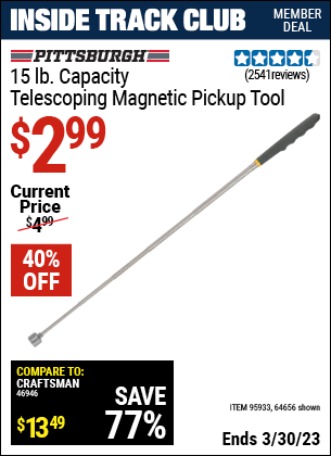 Harbor Freight Tools Coupons, Harbor Freight Coupon, HF Coupons-15 lb. Capacity Telescoping Magnetic Pickup Tool