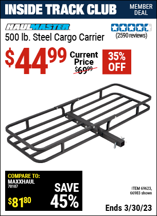 Harbor Freight Tools Coupons, Harbor Freight Coupon, HF Coupons-500 Lb. Capacity Deluxe Steel Cargo Carrier