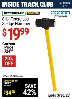 Harbor Freight Tools Coupons, Harbor Freight Coupon, HF Coupons-8 Lb. Fiberglass Sledge Hammer