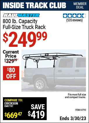 Harbor Freight Tools Coupons, Harbor Freight Coupon, HF Coupons-800 Lb. Capacity Full Size Truck Rack