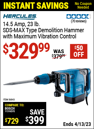 Harbor Freight Tools Coupons, Harbor Freight Coupon, HF Coupons-14.5 Amp 23 lb. SDS Max-Type Demolition Hammer with Maximum Vibration Control