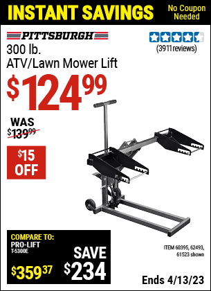 Harbor Freight Tools Coupons, Harbor Freight Coupon, HF Coupons-Atv/lawn Mower Lift