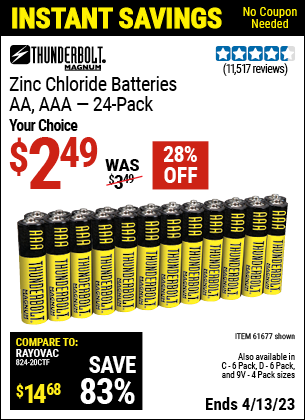 Harbor Freight Tools Coupons, Harbor Freight Coupon, HF Coupons-24 Pack Heavy Duty Batteries