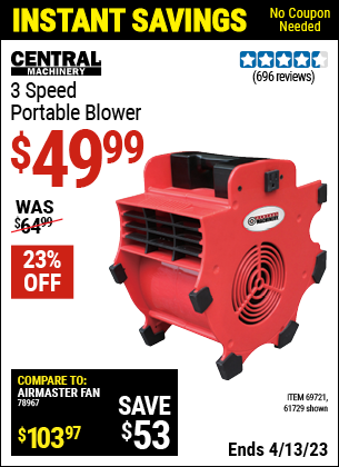 Harbor Freight Tools Coupons, Harbor Freight Coupon, HF Coupons-3 Speed Portable Blower