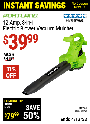 Harbor Freight Tools Coupons, Harbor Freight Coupon, HF Coupons-3 In 1 Electric Blower Vacuum Mulcher