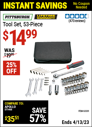 Harbor Freight Tools Coupons, Harbor Freight Coupon, HF Coupons-53 Piece Tool Kit
