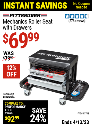 Harbor Freight Tools Coupons, Harbor Freight Coupon, HF Coupons-Mechanic's Roller Seat With Drawers