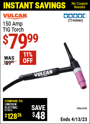 Harbor Freight Tools Coupons, Harbor Freight Coupon, HF Coupons-Vulcan 150a Tig Torch