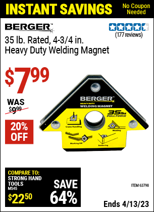 Harbor Freight Tools Coupons, Harbor Freight Coupon, HF Coupons-Heavy Duty Welding Magnet