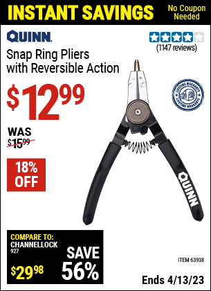 Harbor Freight Tools Coupons, Harbor Freight Coupon, HF Coupons-Snap Ring Pliers With Reversible Action