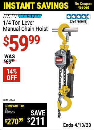 Harbor Freight Tools Coupons, Harbor Freight Coupon, HF Coupons-1/4 Ton Lever Chain Hoist
