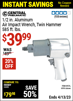 Harbor Freight Tools Coupons, Harbor Freight Coupon, HF Coupons-1/2 in. Air Impact Wrench
