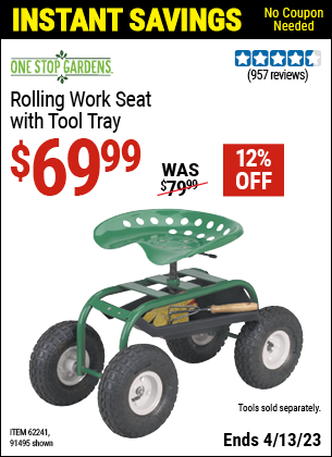 Harbor Freight Tools Coupons, Harbor Freight Coupon, HF Coupons-Rolling Work Seat With Tool Tray