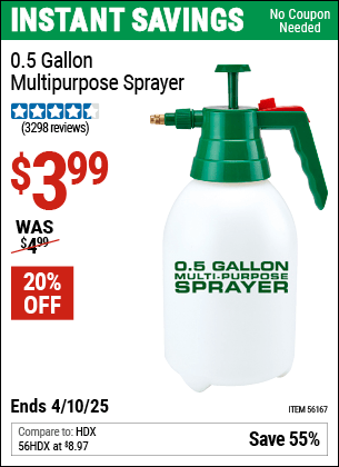 Harbor Freight Coupons, HF Coupons, 20% off - 0.5 Gallon Home And Garden Sprayer