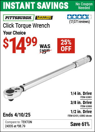 Harbor Freight Coupons, HF Coupons, 20% off - Click-type Torque Wrenches