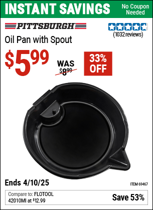 Harbor Freight Coupons, HF Coupons, 20% off - Oil Pan With Spout