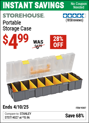 Harbor Freight Coupons, HF Coupons, 20% off - 9 Bin Portable Storage Case