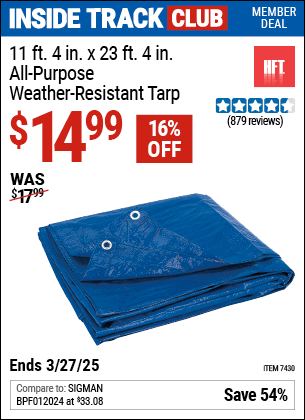 Harbor Freight Coupons, HF Coupons, 20% off - HFT 11 ft. 4 in. x 23 ft. 4 in. Blue All Purpose/Weather Resistant Tarp 