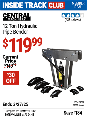 Harbor Freight Coupons, HF Coupons, 20% off - 12 Ton Hydraulic Pipe Bender