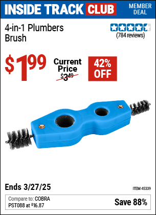 Harbor Freight Coupons, HF Coupons, 20% off - 4-in-1 Plumber's Brush