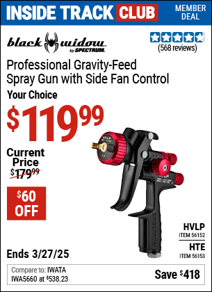 Harbor Freight Coupons, HF Coupons, 20% off - Black Widow 20 Oz. Professional Hvlp Base/clear Coat Air Spray Gun, 20 Oz. Professional Hte Compliant Top Coat Air Spray Gun