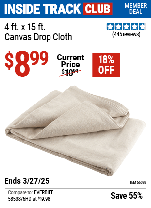 Harbor Freight Coupons, HF Coupons, 20% off - 4 x 15 Canvas Drop Cloth