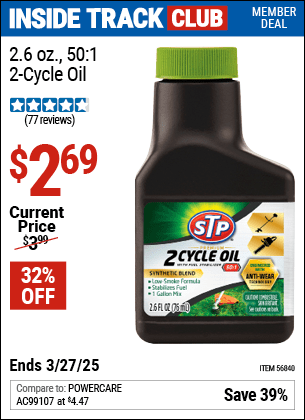 Harbor Freight Coupons, HF Coupons, 20% off - STP 2.6 oz. 50:1 Two-Cycle Oil for $2.69