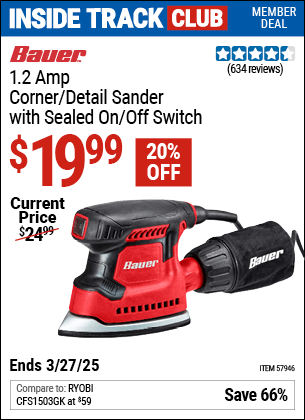 Harbor Freight Coupons, HF Coupons, 20% off - 1.2 Amp Detail Corner Sander