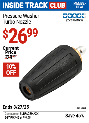 Harbor Freight Coupons, HF Coupons, 20% off - Pressure Washer Turbo Nozzle for $26.99