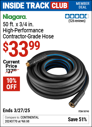 Harbor Freight Coupons, HF Coupons, 20% off - NIAGARA 50 ft. x 3/4 in. High Performance Contractor Grade Hose for $34.99